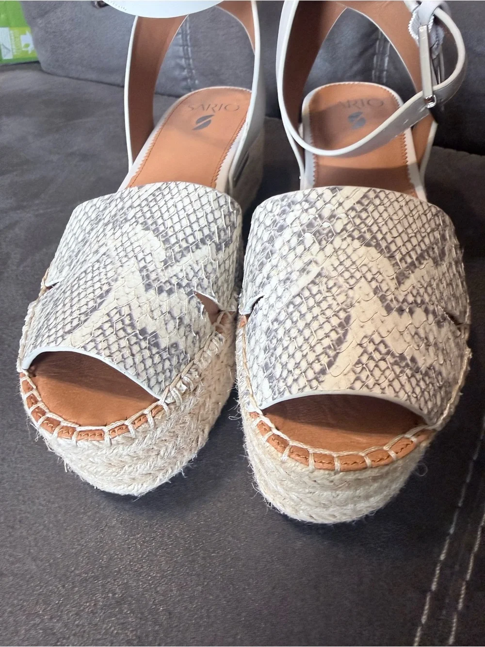Franco Sarto Cream and Natural Espadrille Platform Sandals